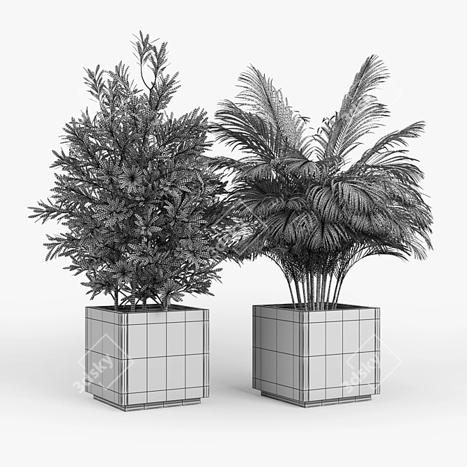 Modern Gray Rectangular Planter 3D model image 4