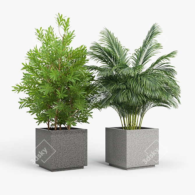 Modern Gray Rectangular Planter 3D model image 6