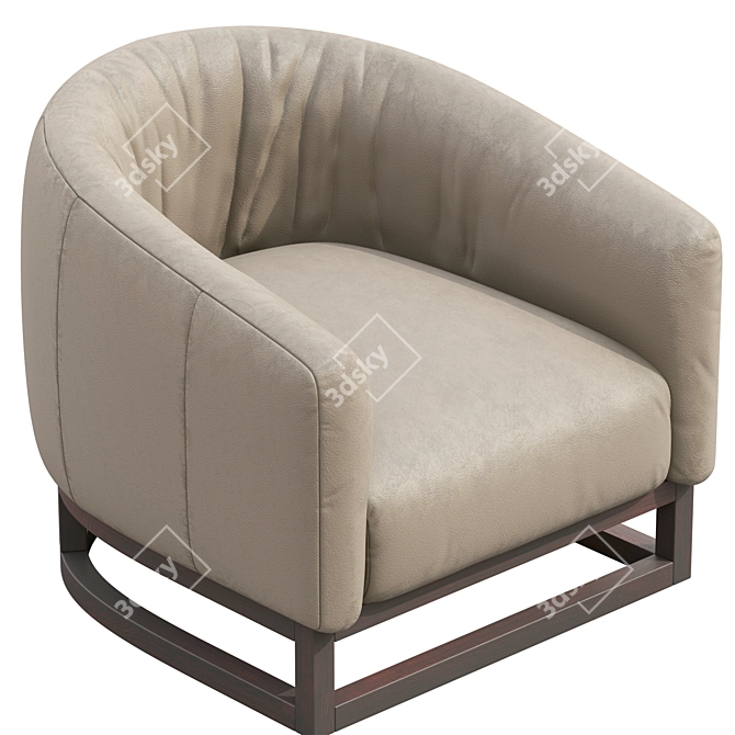 Elegant Heston Leather Tub Chair 3D model image 2