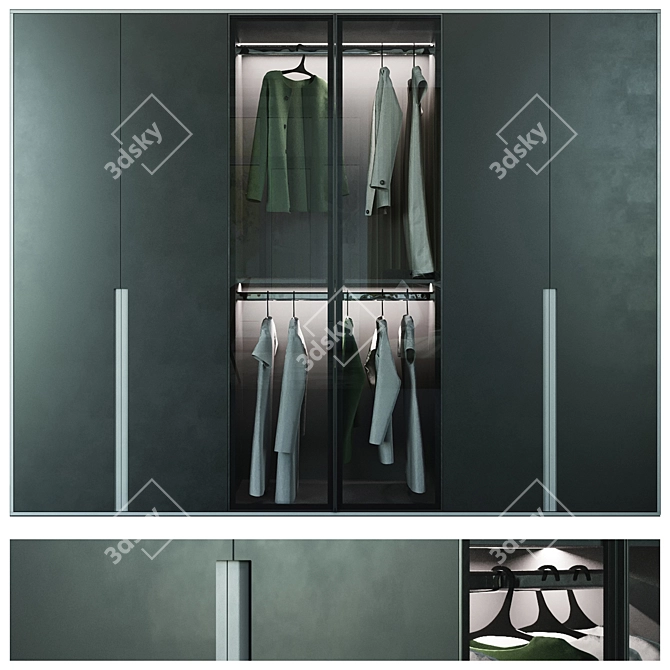 Modern Glass Front Wardrobe: Spacious & Sleek 3D model image 1