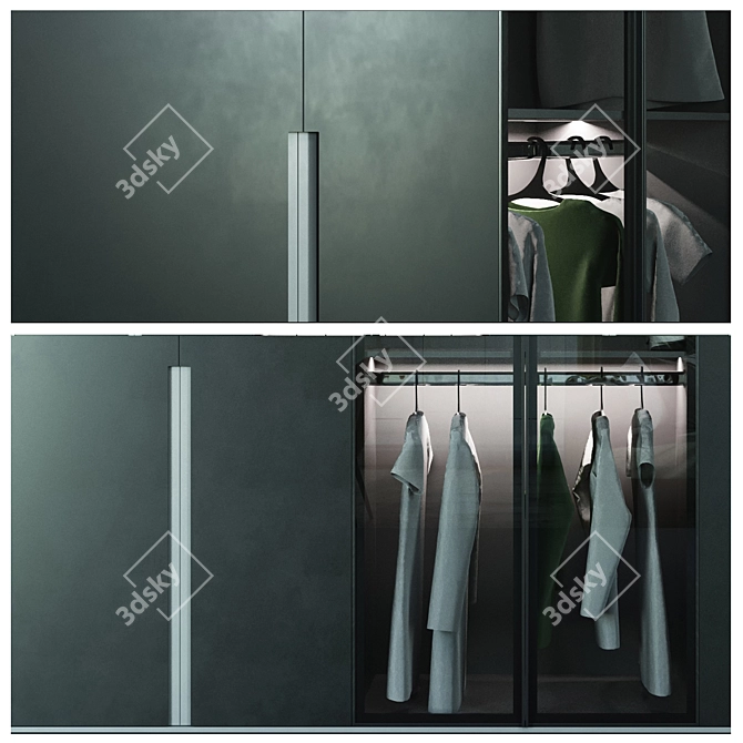 Modern Glass Front Wardrobe: Spacious & Sleek 3D model image 2