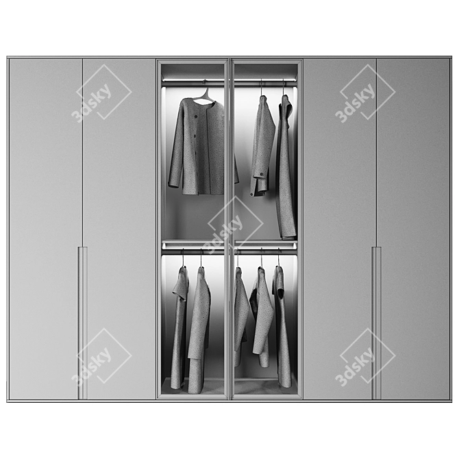 Modern Glass Front Wardrobe: Spacious & Sleek 3D model image 3