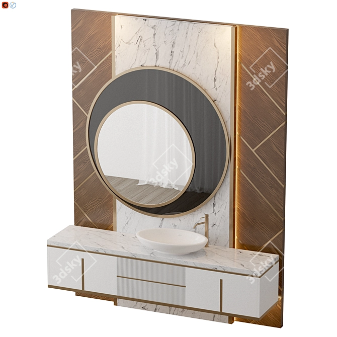 Luxury White Bathroom Design 3D model image 2