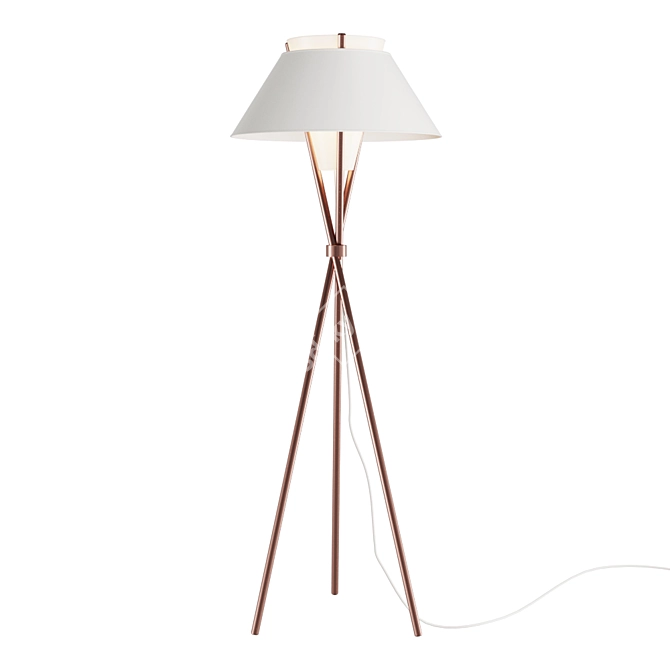 3-Upright Floor Lamp with Textile Shade 3D model image 1