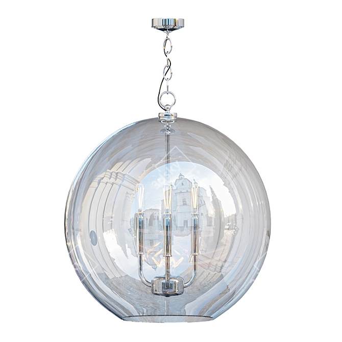 Elegant Clear Glass Chandelier 3D model image 3