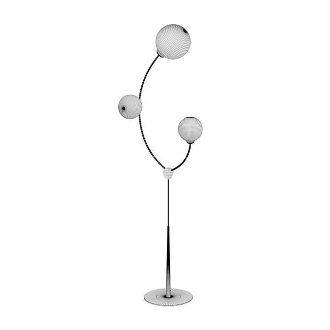 Curved Metal Floor Lamp with Glass Shades 3D model image 2