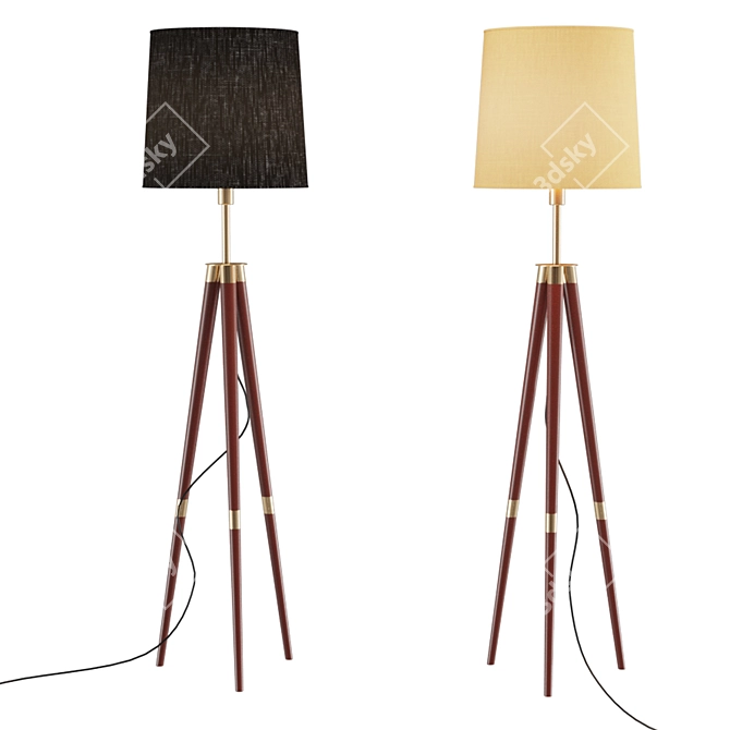 Nordic Wood Trio Floor Lamp 3D model image 1