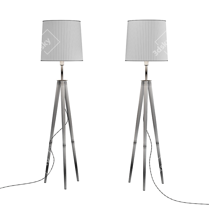 Nordic Wood Trio Floor Lamp 3D model image 2