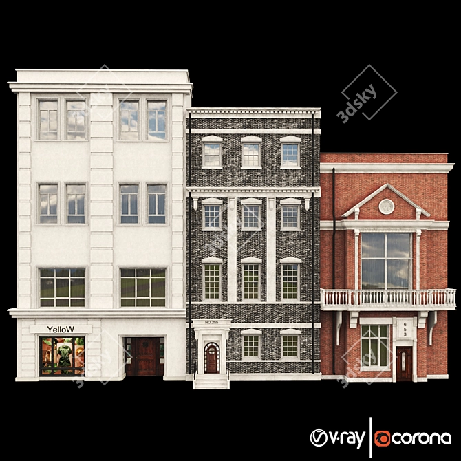 3D Building Background Pack 3D model image 3