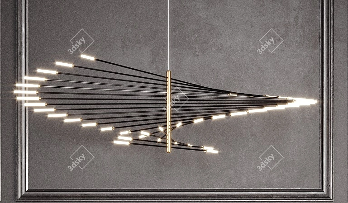 Elegant Henri Amber Chandelier 3D model image 1