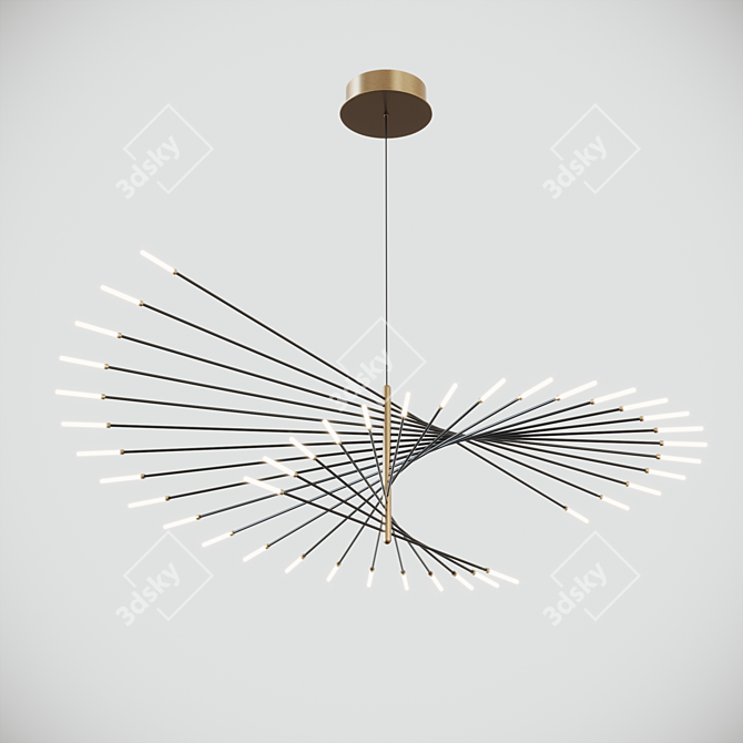 Elegant Henri Amber Chandelier 3D model image 7