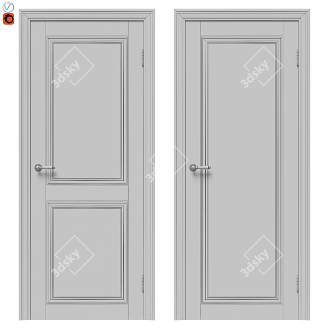 Elegant Classic Door Set 3D model image 2