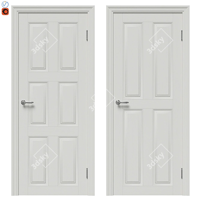 Elegant Classic Door Set 3D model image 1