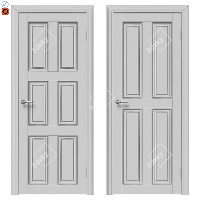 Elegant Classic Door Set 3D model image 2