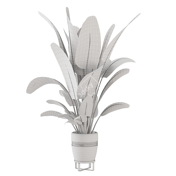 Rustic Indoor Plant Set - Concrete Pot 3D model image 7