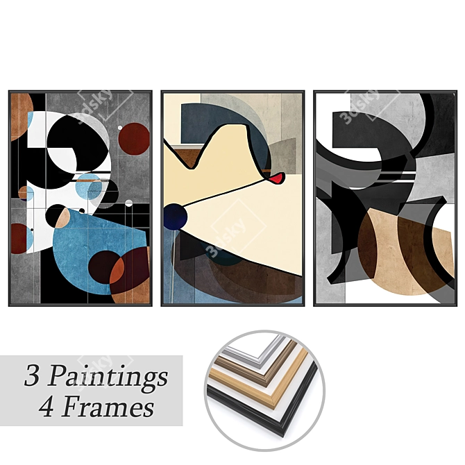 Elegant Wall Art Set with Multiple Frames 3D model image 1