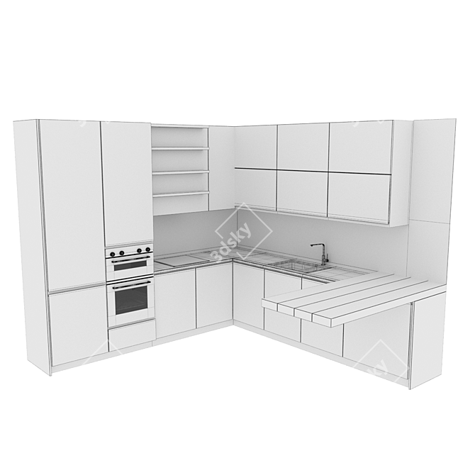 Sleek Kitchen Modern21 3D model image 5