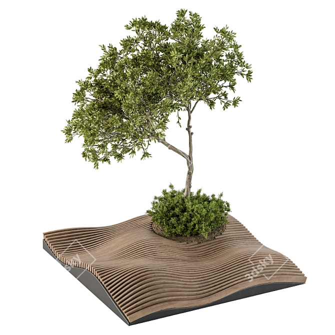 Urban Oasis Bench: Parametric Plant-infused Design 3D model image 1