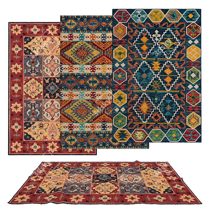 Versatile Rug Set - 6 Designs 3D model image 1