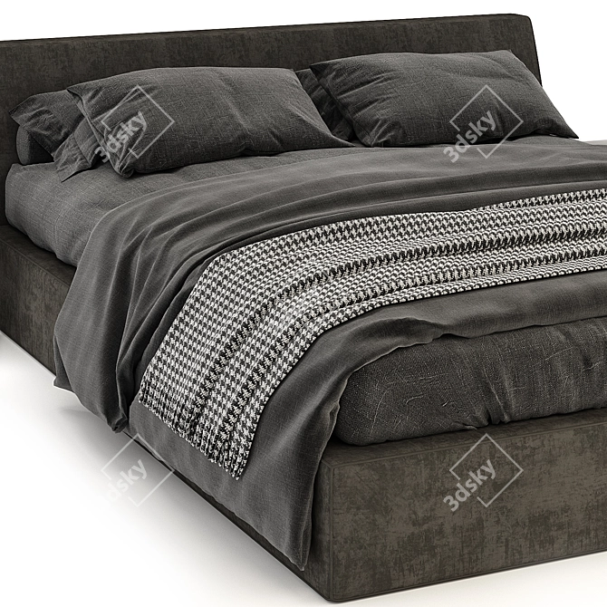 Contemporary Gray Bed: Minimalistic Design, High Quality 3D model image 3