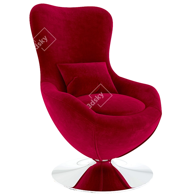  Modern Red Swivel Lounge Chair 3D model image 2