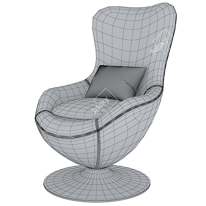  Modern Red Swivel Lounge Chair 3D model image 3