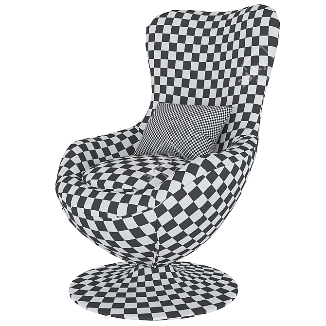  Modern Red Swivel Lounge Chair 3D model image 4