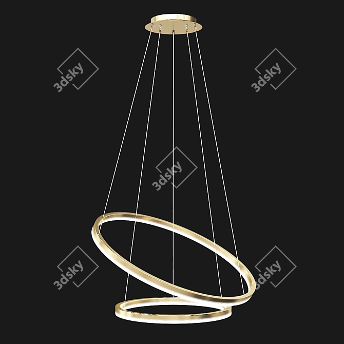 Golden Halo LED Pendant 3D model image 1