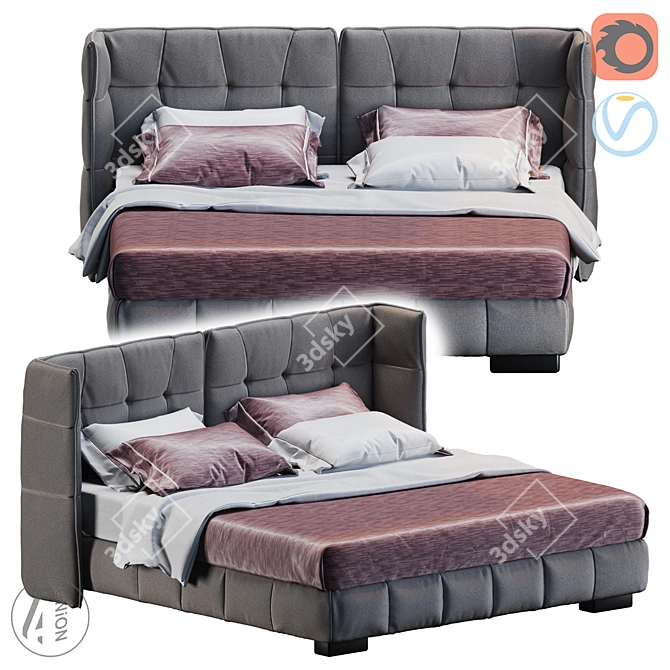 Sleek Modern Bed: SL-0028 3D model image 1