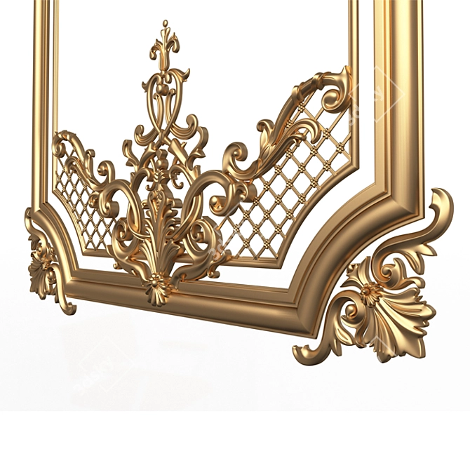 Elegant Boiserie Carved Décor Panel 3D model image 2