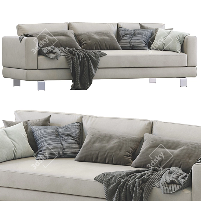 Elegant Milan Leather Sofa 3D model image 2