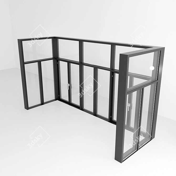 Panoramic Glazing with Door: Modernize Your Entrance 3D model image 2