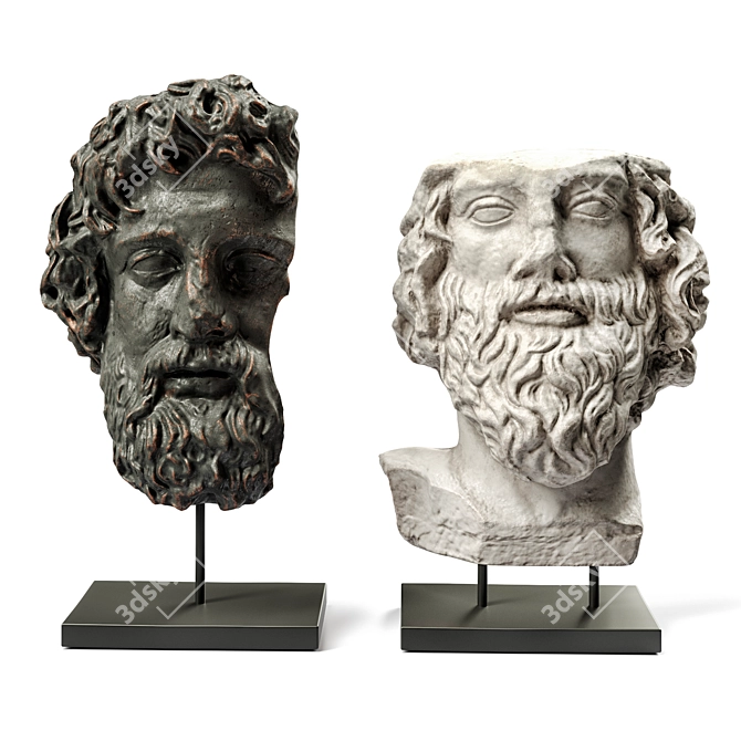 Mythical Metal Sculptures: Asclepios & Greek General 3D model image 1