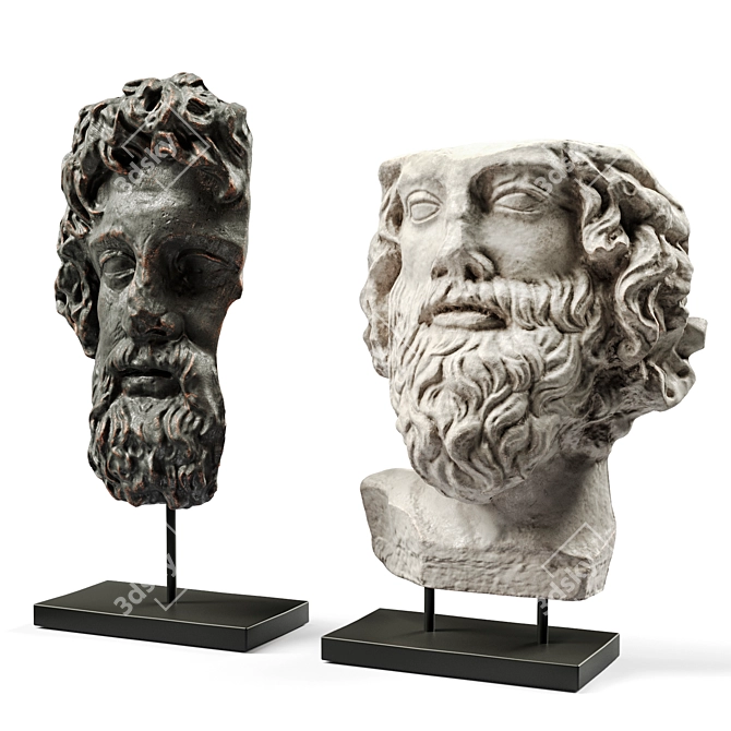 Mythical Metal Sculptures: Asclepios & Greek General 3D model image 2