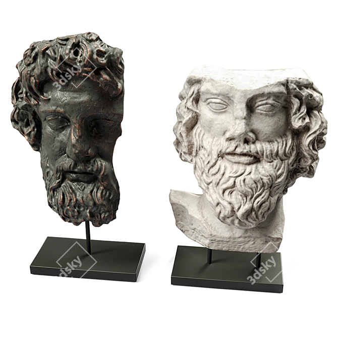 Mythical Metal Sculptures: Asclepios & Greek General 3D model image 3