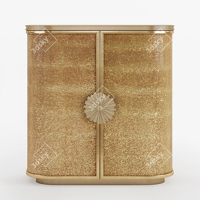 Golden Shattered Glass Cabinet 3D model image 1