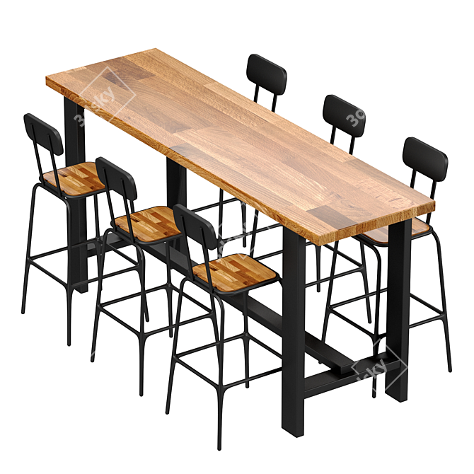 Industrial Loft Dining Set 3D model image 2