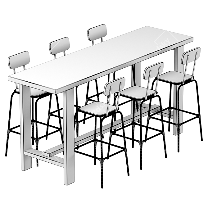 Industrial Loft Dining Set 3D model image 3