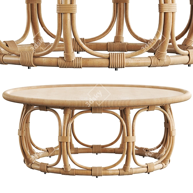 Anguilla Rattan Coffee Table: Authentic Design and Quality 3D model image 4