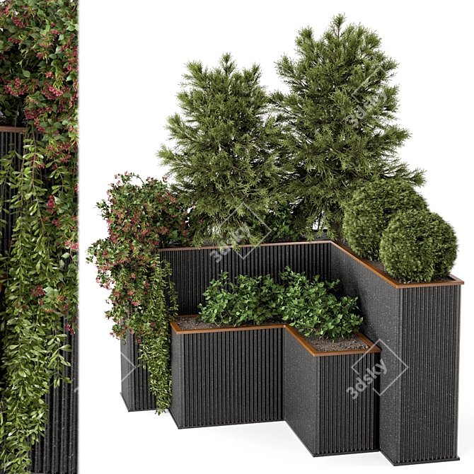 Outdoor Garden Set: Bush & Tree - Model 182 3D model image 1