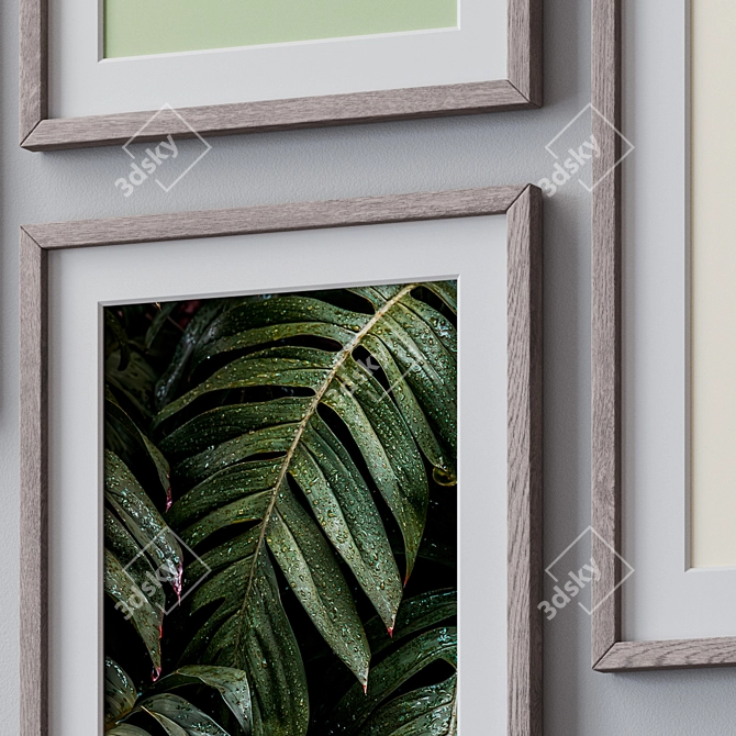 Versatile Frame Set: White, Black, Gray, Beige Wood 3D model image 2