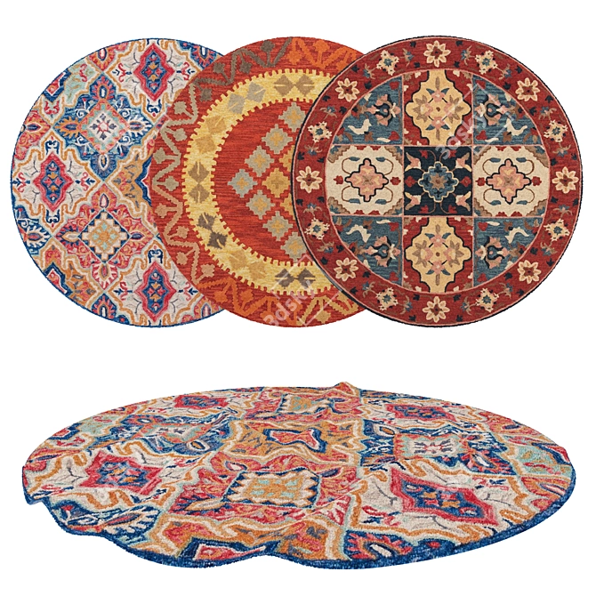 6-Piece Round Rug Set: Versatile and Detailed 3D model image 1