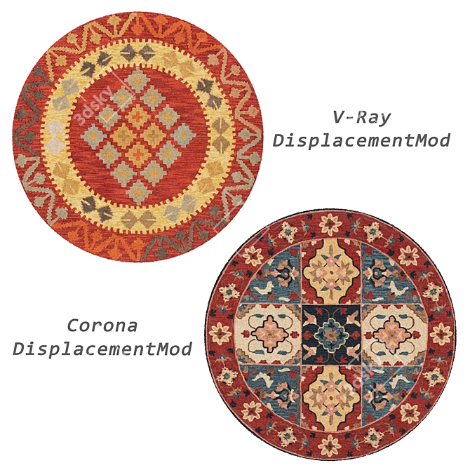 6-Piece Round Rug Set: Versatile and Detailed 3D model image 2