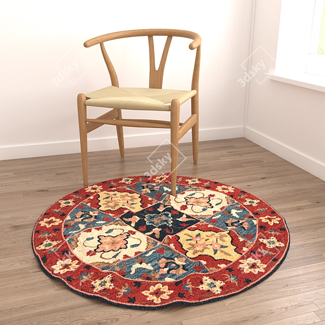 6-Piece Round Rug Set: Versatile and Detailed 3D model image 5