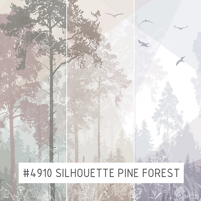 Silhouette Pine Forest Wallpaper 3D model image 1