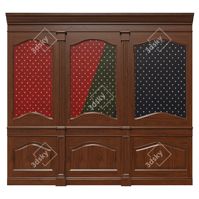 Wooden Panel Wallpaper Set 3D model image 1