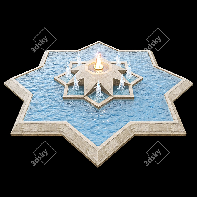 Fountain Star: Mesmerizing Water Display 3D model image 6