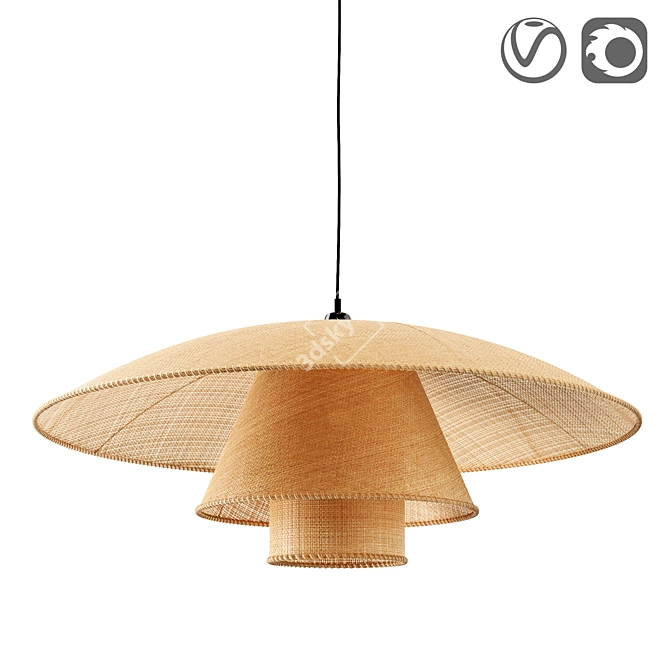 Natural Rattan Lamp, Lola 3D model image 1