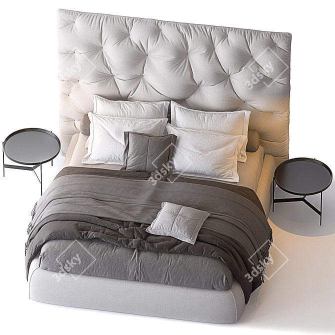 Impunto Bed & Abaco Table Set 3D model image 2