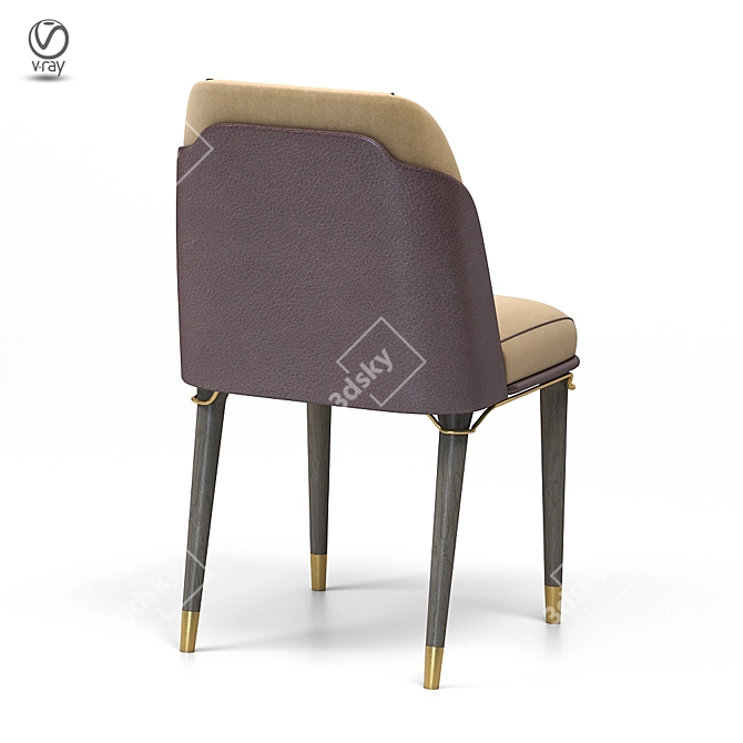 Sleek Wood Metal Fabric Dining Chair 3D model image 2